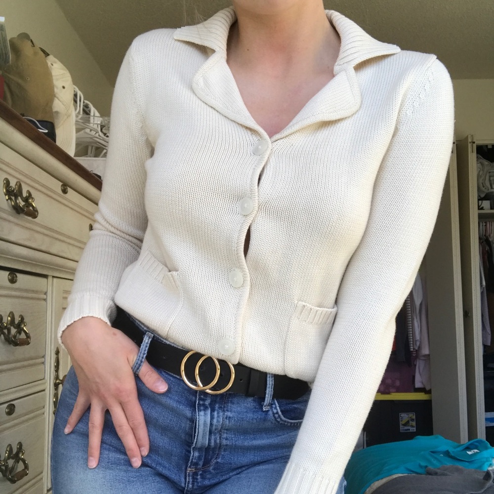 COPY - Vintage White Crop Knit Sweater
